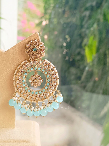 Avirya Blue Meenakari Kundan Earring & Tikka Set