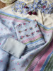 Panchi Light Grey Twill Blend Dress Material with Bird Thread Embroidery