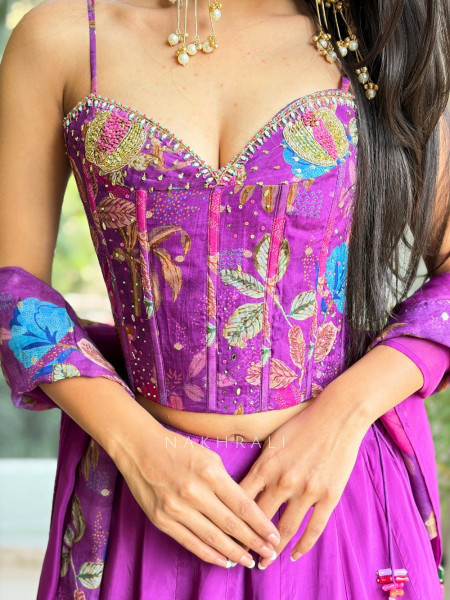 Elvara Purple Corset Lehenga Set