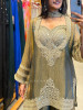 Aura Green Indo Western Palazzo Set with Mirror Embroidery