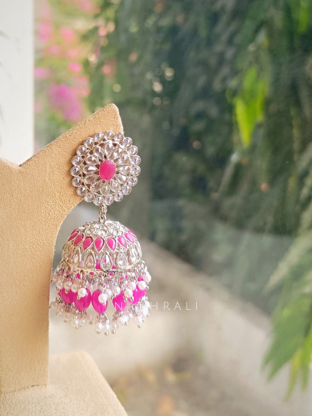 Riyana Fuchsia Kundan Earring & Tikka Set