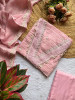 Elegant Rose Pink Tissue Dress Material with Lace &amp; Sequin Neck Design
