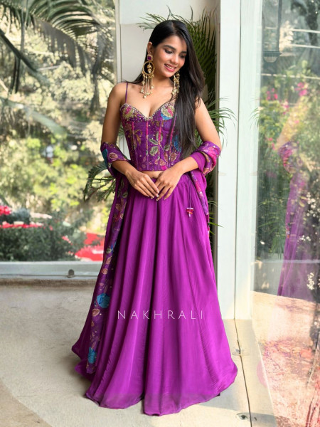 Elvara Purple Corset Lehenga Set