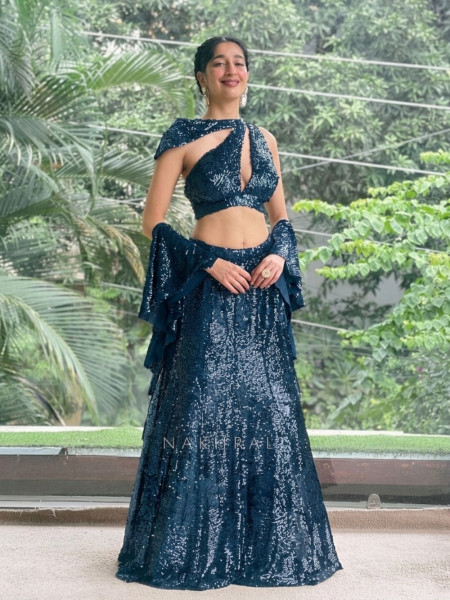 Sassy Navy Blue Indo-western Lehenga