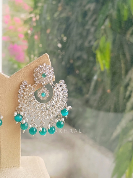 Arzani Dark Green Kundan Earring & Tikka Set