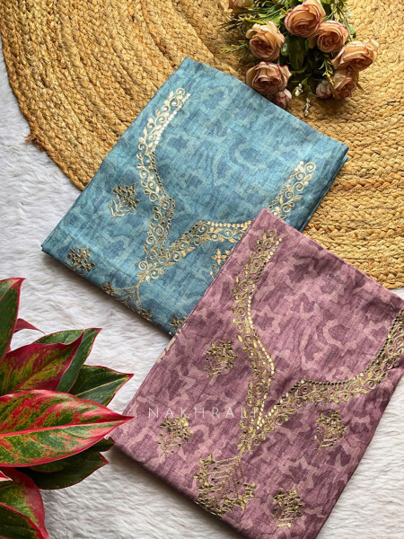 Aarvi Purple Dual-Tone Dress Material with Gota Patti Work