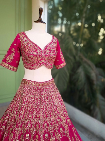 Meera Magenta Zari Sequin Lehenga Set