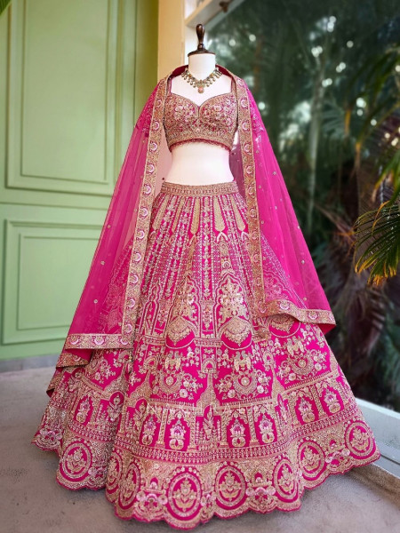 Rudrabha Magenta Bridal Lehenga with Zari & Sequin Work