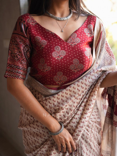 Nirva Maroon Assorted Modal Silk Printed Blouse