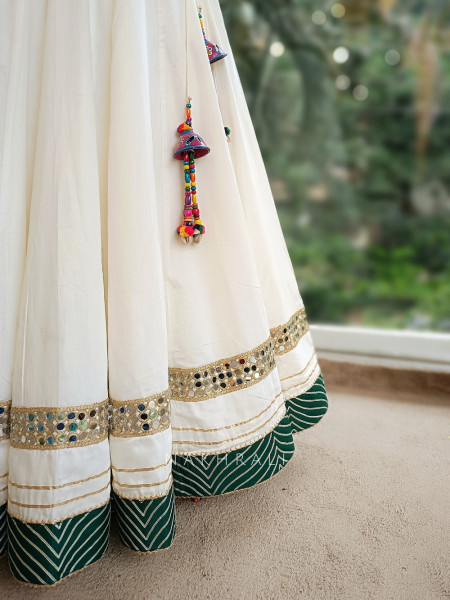 Garba Glam White Crop Top Lehenga- Dandiya Diva Collection