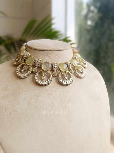 Lumiere Green Stone Necklace Set