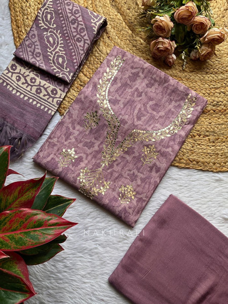 Aarvi Purple Dual-Tone Dress Material with Gota Patti Work