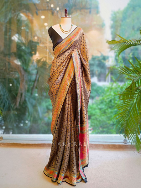 Empress Aura Black Modal Silk Zari Saree