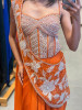 Cocktail Orange Drape Saree with Cut Dana Sequin Bead Work