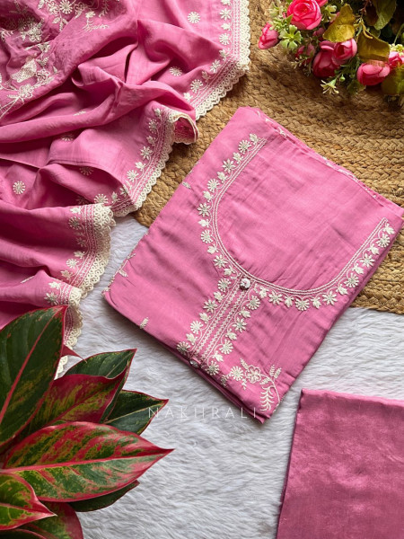 Timeless Grace Pink Ethnic Suit with Lace Detailing