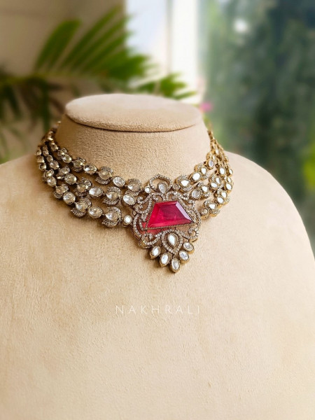 Scarlet Prism Stone Necklace Set