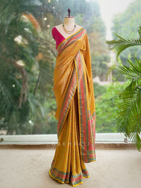 Empress Aura Yellow Modal Silk Zari Saree