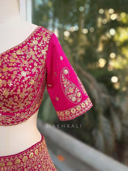 Meera Magenta Zari Sequin Lehenga Set