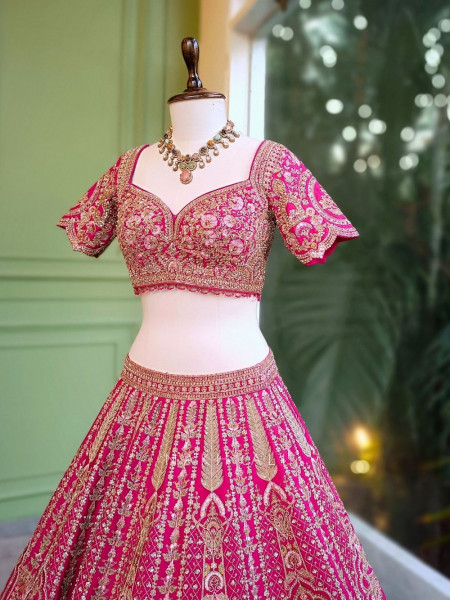 Rudrabha Magenta Bridal Lehenga with Zari & Sequin Work