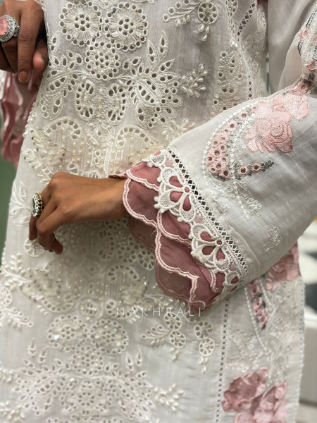 Noorja Three Piece Cutwork Suit Set with Beaded Detailing