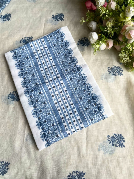 Nerissa White Printed Dress Material