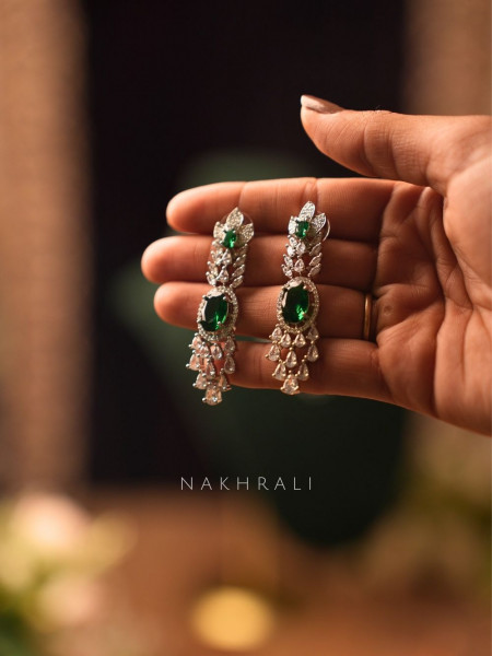 Emerald Green Diamond Necklace Set