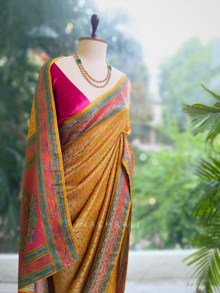 Empress Aura Yellow Modal Silk Zari Saree