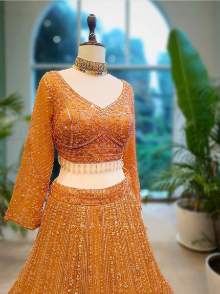 Citrine Shine Embroidered Lehenga