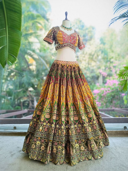 Mridula Multicolor Embroidered Lehenga Set with Sequin Stone Work