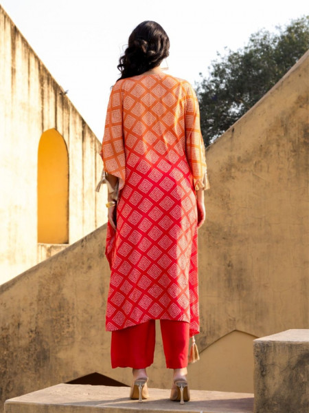 The Pop Brick Kaftan Set with Gota Patti Work