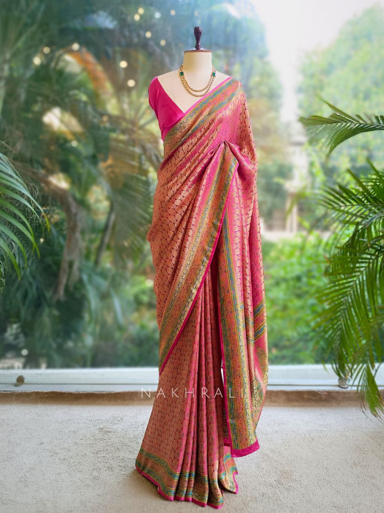 Image of Empress Aura Magenta Modal Silk Zari Saree