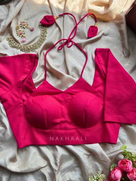 Wabi-Sabi Solid Pink Linen Blouse