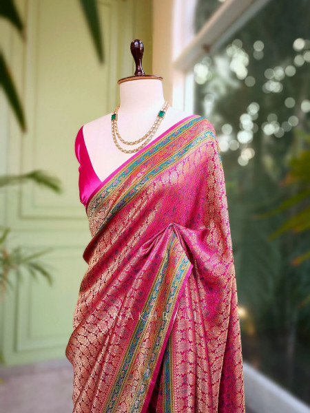 Empress Aura Magenta Modal Silk Zari Saree