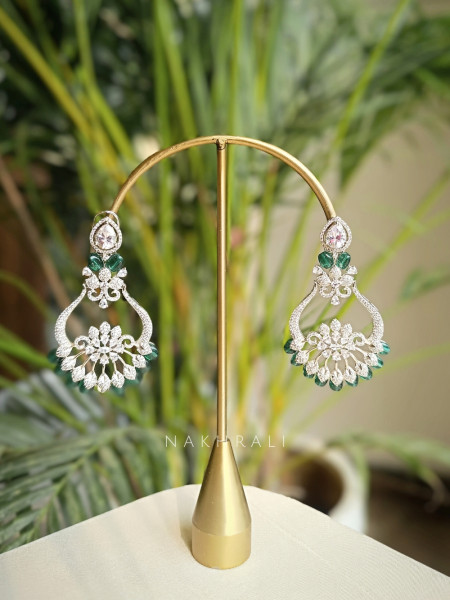 Emerald Crystal Teardrop Earring & Tikka Set
