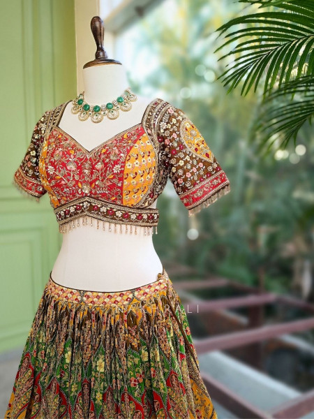 Mridula Multicolor Embroidered Lehenga Set with Sequin Stone Work