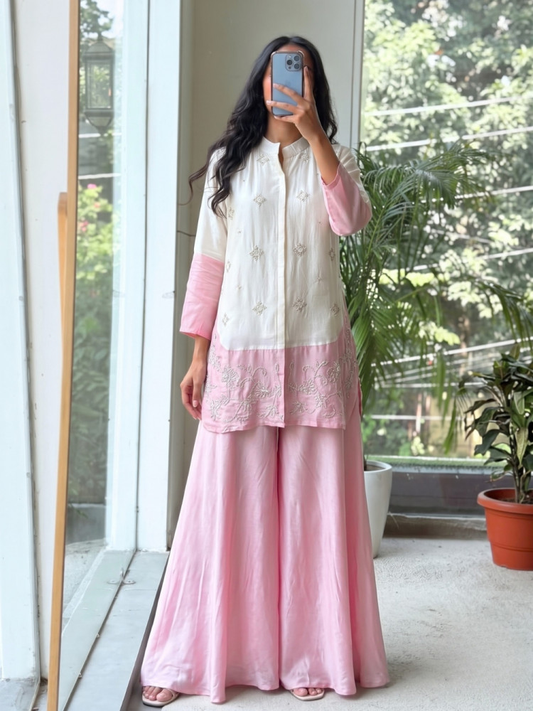 Image of Primrose Candy Pink Kurta Palazzo Set