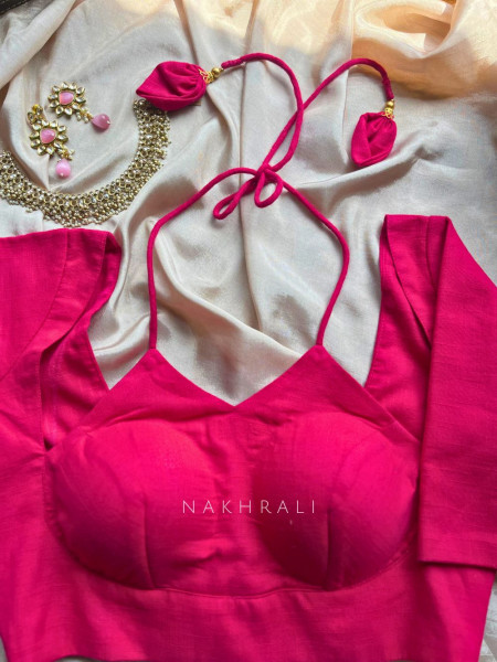Wabi-Sabi Solid Pink Linen Blouse
