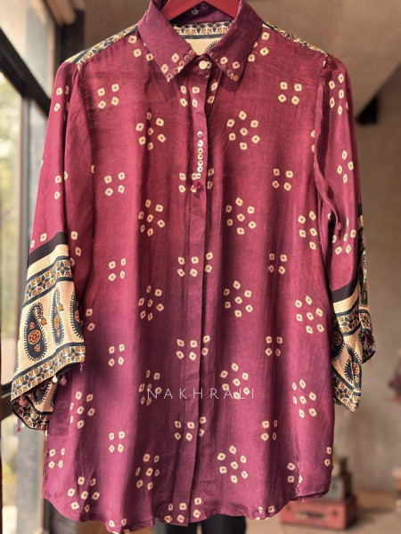 Gatha Maroon Printed Shirt in Soft Fabric