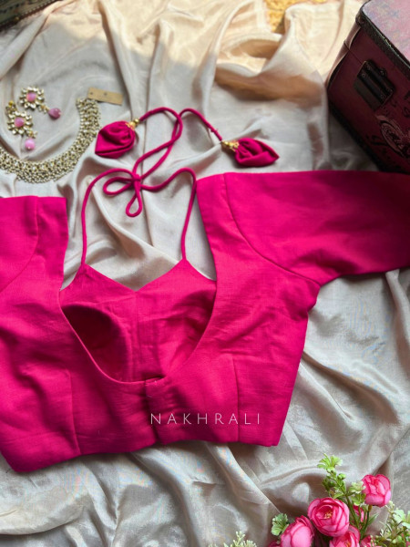Wabi-Sabi Solid Pink Linen Blouse