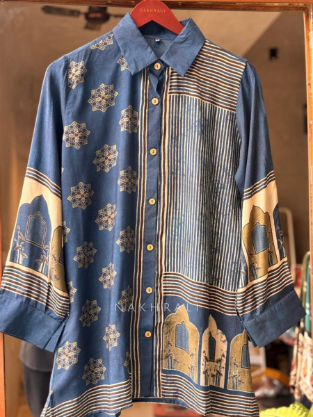 Gatha Blue Printed Shirt in Soft Fabric