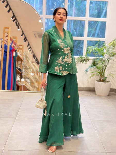 Fortune Regal Green Indo-Western Palazzo Set