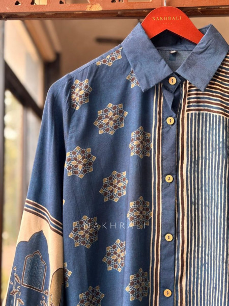 Gatha Blue Printed Shirt in Soft Fabric