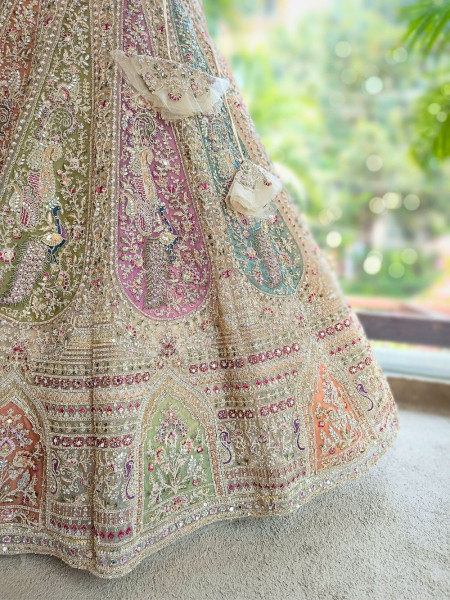 Shubhrang Beige Embroidered Sequin Lehenga Set