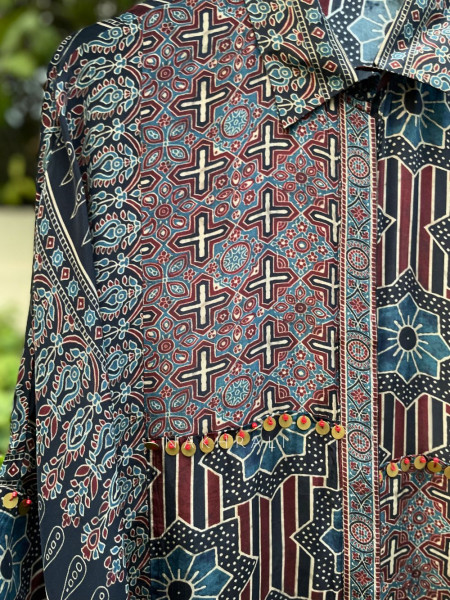 Vedya Charcoal Black Art Modal Printed Shirt