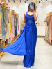 Cyrina Royal Blue Crop Top Skirt Set with Cut Dana Work