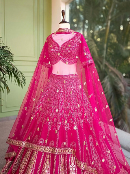 Meera Magenta Zari Sequin Lehenga Set