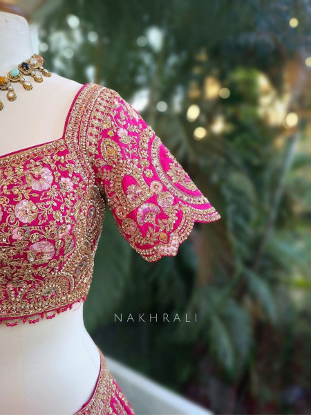 Rudrabha Magenta Bridal Lehenga with Zari & Sequin Work
