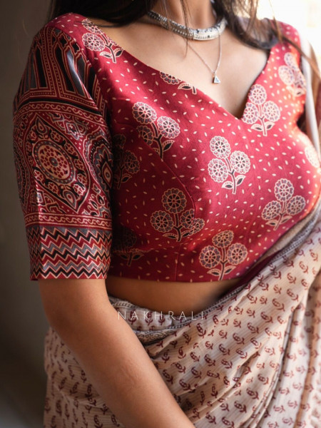 Nirva Maroon Assorted Modal Silk Printed Blouse