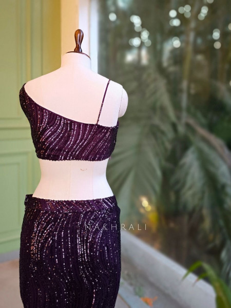 Vireya Purple Drape Saree with Sequin and Cut Dana Work