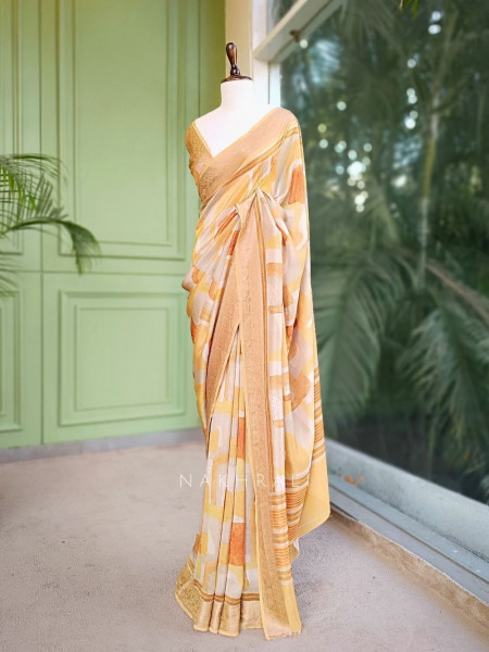 Arelia Mustard Art Silk Saree with Woven Border